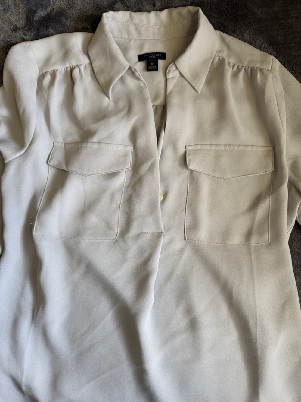 Ann Taylor gray Front-Pocket Shirt Blouse